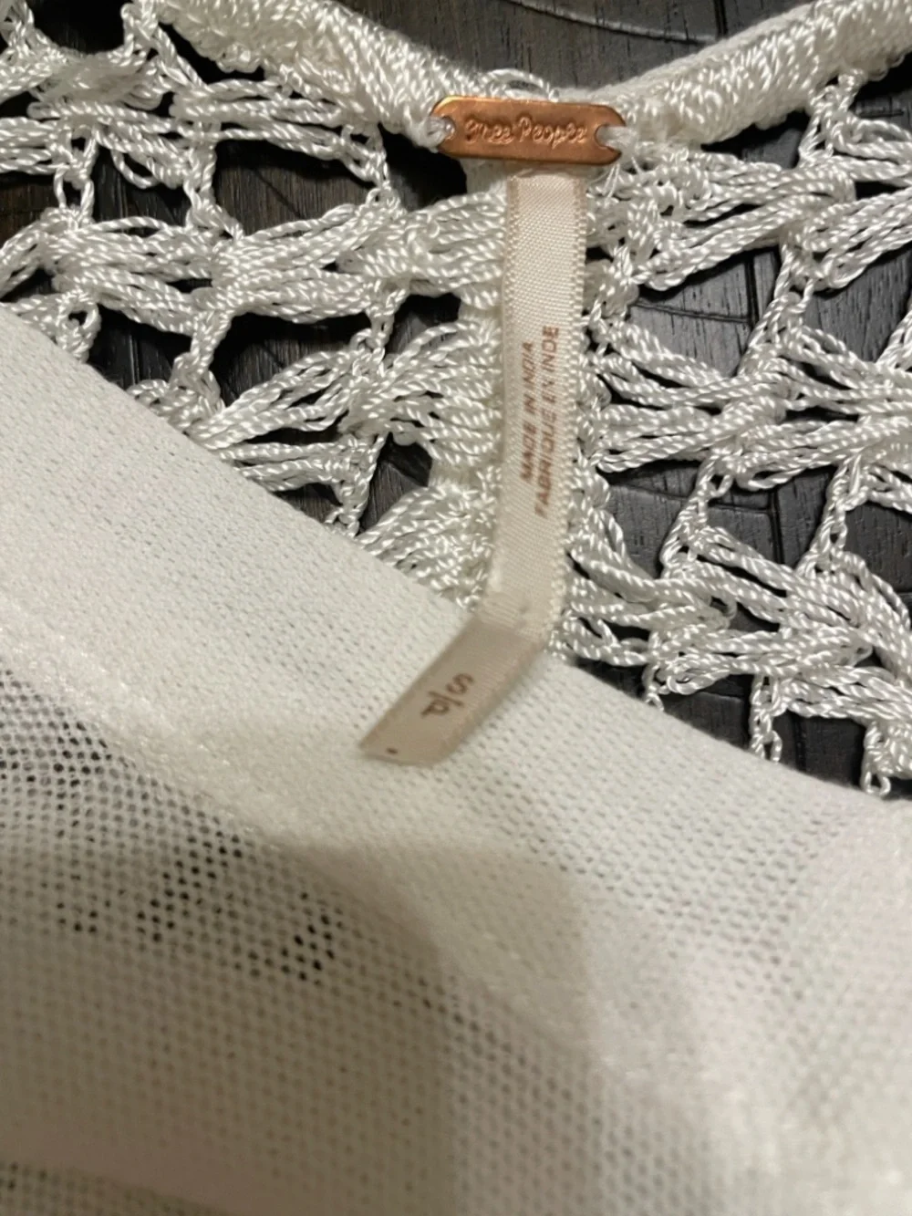 Free People Ivory Crochet-Sleeve Flowy V-Neck Tunic